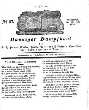 Danziger Dampfboot für Geist, Humor, Satire, Poesie, Welt- und Volksleben, Korrespondenz, Kunst, Literatur und Theater vom 12.07.1834