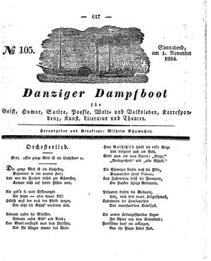 Danziger Dampfboot für Geist, Humor, Satire, Poesie, Welt- und Volksleben, Korrespondenz, Kunst, Literatur und Theater vom 01.11.1834