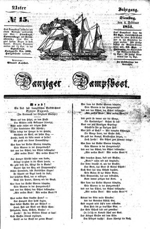 Danziger Dampfboot für Geist, Humor, Satire, Poesie, Welt- und Volksleben, Korrespondenz, Kunst, Literatur und Theater on Feb 4, 1851