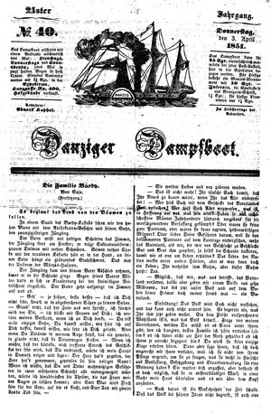 Danziger Dampfboot für Geist, Humor, Satire, Poesie, Welt- und Volksleben, Korrespondenz, Kunst, Literatur und Theater vom 03.04.1851