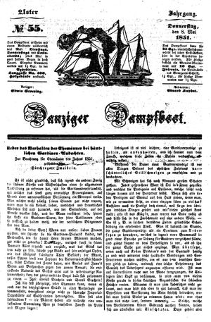 Danziger Dampfboot für Geist, Humor, Satire, Poesie, Welt- und Volksleben, Korrespondenz, Kunst, Literatur und Theater vom 08.05.1851