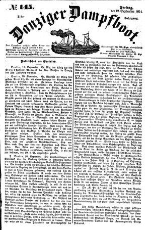 Danziger Dampfboot für Geist, Humor, Satire, Poesie, Welt- und Volksleben, Korrespondenz, Kunst, Literatur und Theater vom 12.09.1851