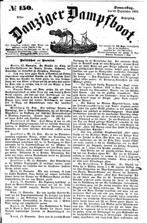 Danziger Dampfboot für Geist, Humor, Satire, Poesie, Welt- und Volksleben, Korrespondenz, Kunst, Literatur und Theater vom 18.09.1851