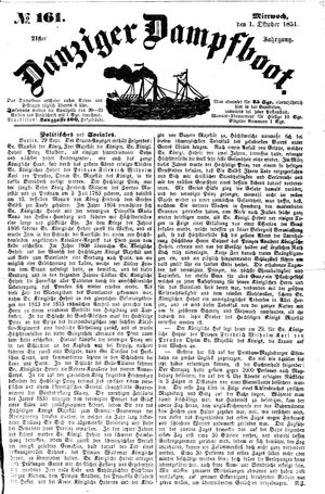 Danziger Dampfboot für Geist, Humor, Satire, Poesie, Welt- und Volksleben, Korrespondenz, Kunst, Literatur und Theater on Oct 1, 1851