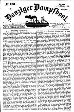 Danziger Dampfboot für Geist, Humor, Satire, Poesie, Welt- und Volksleben, Korrespondenz, Kunst, Literatur und Theater vom 24.10.1851