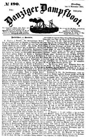 Danziger Dampfboot für Geist, Humor, Satire, Poesie, Welt- und Volksleben, Korrespondenz, Kunst, Literatur und Theater vom 04.11.1851