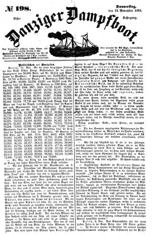 Danziger Dampfboot für Geist, Humor, Satire, Poesie, Welt- und Volksleben, Korrespondenz, Kunst, Literatur und Theater on Nov 13, 1851
