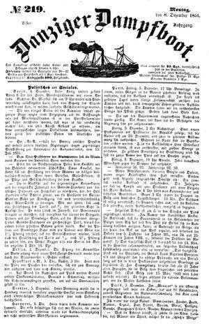 Danziger Dampfboot für Geist, Humor, Satire, Poesie, Welt- und Volksleben, Korrespondenz, Kunst, Literatur und Theater vom 08.12.1851