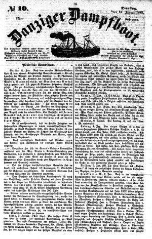 Danziger Dampfboot für Geist, Humor, Satire, Poesie, Welt- und Volksleben, Korrespondenz, Kunst, Literatur und Theater vom 13.01.1852