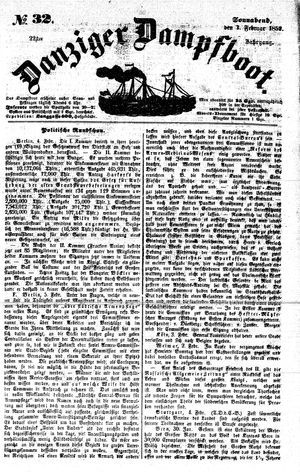Danziger Dampfboot für Geist, Humor, Satire, Poesie, Welt- und Volksleben, Korrespondenz, Kunst, Literatur und Theater on Feb 7, 1852