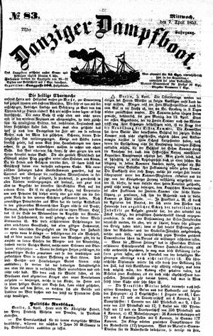 Danziger Dampfboot für Geist, Humor, Satire, Poesie, Welt- und Volksleben, Korrespondenz, Kunst, Literatur und Theater on Apr 7, 1852