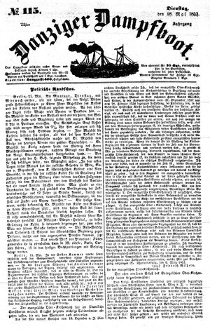 Danziger Dampfboot für Geist, Humor, Satire, Poesie, Welt- und Volksleben, Korrespondenz, Kunst, Literatur und Theater vom 18.05.1852
