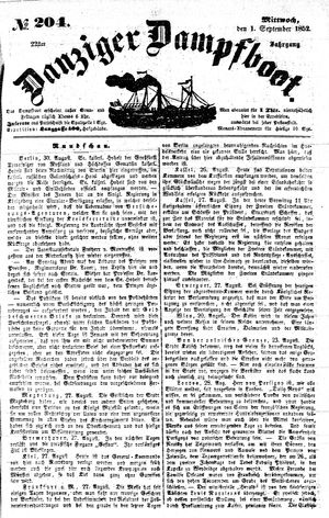 Danziger Dampfboot für Geist, Humor, Satire, Poesie, Welt- und Volksleben, Korrespondenz, Kunst, Literatur und Theater vom 01.09.1852