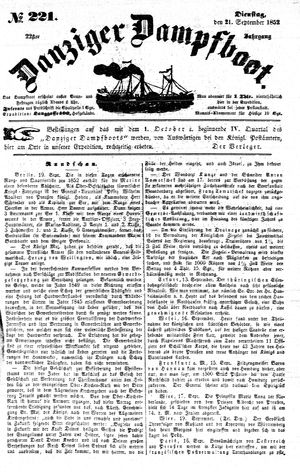 Danziger Dampfboot für Geist, Humor, Satire, Poesie, Welt- und Volksleben, Korrespondenz, Kunst, Literatur und Theater vom 21.09.1852