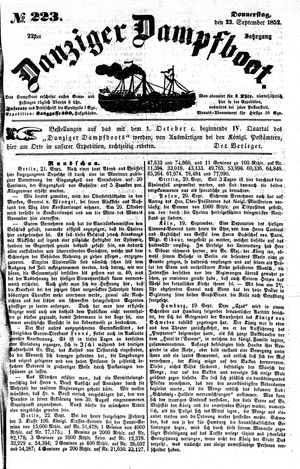 Danziger Dampfboot für Geist, Humor, Satire, Poesie, Welt- und Volksleben, Korrespondenz, Kunst, Literatur und Theater vom 23.09.1852