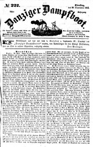 Danziger Dampfboot für Geist, Humor, Satire, Poesie, Welt- und Volksleben, Korrespondenz, Kunst, Literatur und Theater on Sep 28, 1852