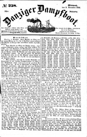 Danziger Dampfboot für Geist, Humor, Satire, Poesie, Welt- und Volksleben, Korrespondenz, Kunst, Literatur und Theater on Nov 3, 1852