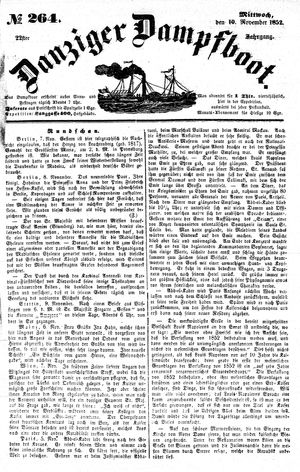 Danziger Dampfboot für Geist, Humor, Satire, Poesie, Welt- und Volksleben, Korrespondenz, Kunst, Literatur und Theater on Nov 10, 1852