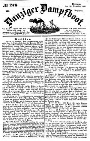 Danziger Dampfboot für Geist, Humor, Satire, Poesie, Welt- und Volksleben, Korrespondenz, Kunst, Literatur und Theater vom 26.11.1852