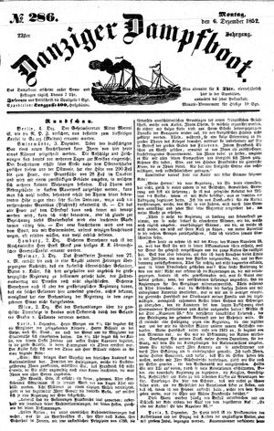 Danziger Dampfboot für Geist, Humor, Satire, Poesie, Welt- und Volksleben, Korrespondenz, Kunst, Literatur und Theater vom 06.12.1852
