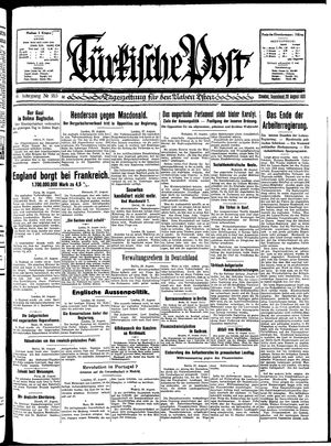 Türkische Post vom 29.08.1931
