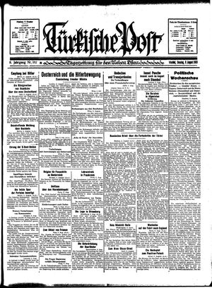 Türkische Post vom 06.08.1933
