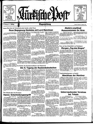 Türkische Post vom 29.08.1938