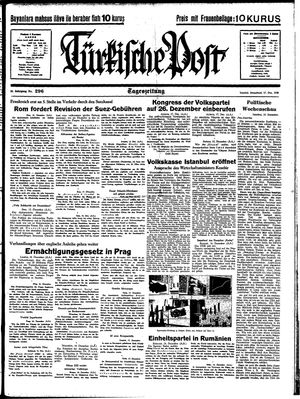 Türkische Post vom 17.12.1938