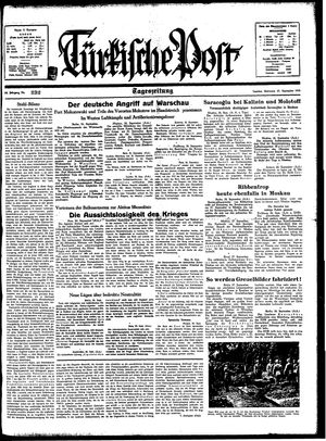 Türkische Post vom 27.09.1939