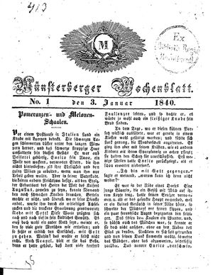 Münsterberger Wochenblatt vom 03.01.1840