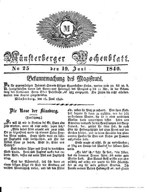 Münsterberger Wochenblatt on Jun 19, 1840
