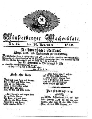 Münsterberger Wochenblatt on Nov 20, 1840