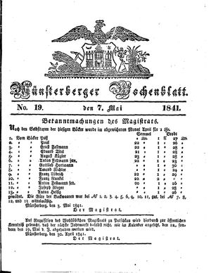 Münsterberger Wochenblatt on May 7, 1841