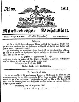 Münsterberger Wochenblatt vom 24.09.1841