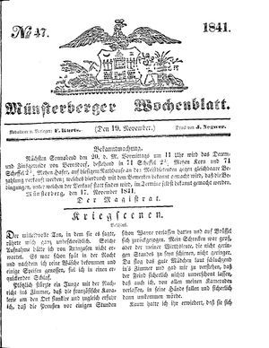 Münsterberger Wochenblatt vom 19.11.1841