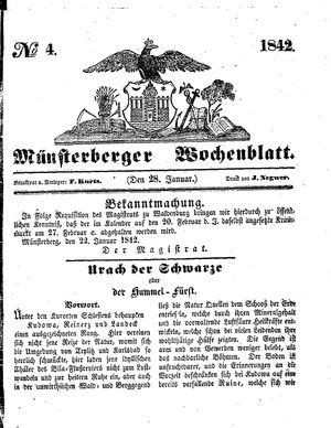 Münsterberger Wochenblatt on Jan 28, 1842