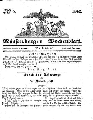 Münsterberger Wochenblatt vom 04.02.1842