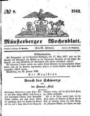 Münsterberger Wochenblatt vom 25.02.1842