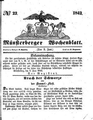 Münsterberger Wochenblatt vom 03.06.1842