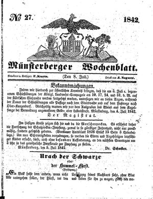 Münsterberger Wochenblatt vom 08.07.1842
