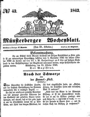 Münsterberger Wochenblatt vom 21.10.1842