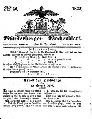 Münsterberger Wochenblatt vom 17.11.1842