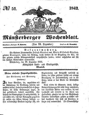 Münsterberger Wochenblatt on Dec 23, 1842