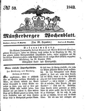 Münsterberger Wochenblatt vom 30.12.1842