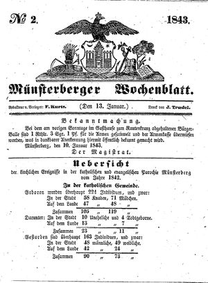 Münsterberger Wochenblatt on Jan 13, 1843