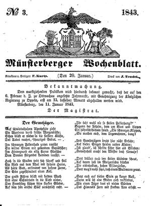 Münsterberger Wochenblatt on Jan 20, 1843