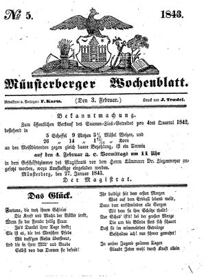 Münsterberger Wochenblatt vom 03.02.1843