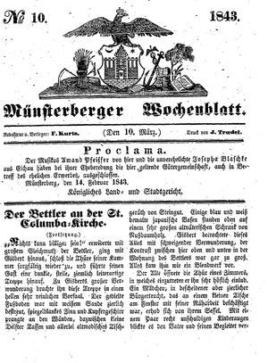 Münsterberger Wochenblatt vom 10.03.1843