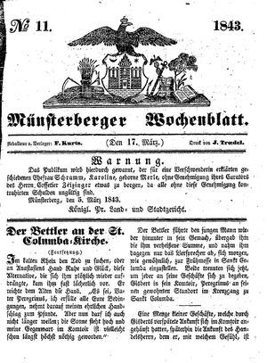 Münsterberger Wochenblatt vom 17.03.1843