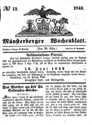 Münsterberger Wochenblatt vom 24.03.1843